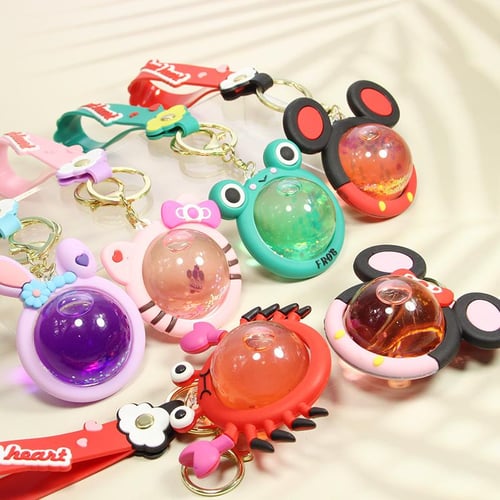 Cherry Cartoon Acrylic In Oil Quicksand Keychain Bag Pendant For