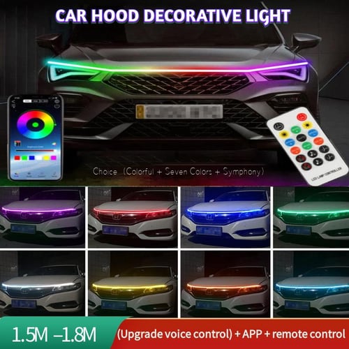  Car Hood LED Strip Lights Universal Engine Hood Guide