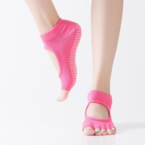 Solid Colors Five Toe Backless Nonslip Socks Summer Women Dance