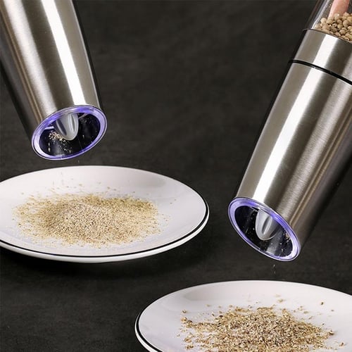 Electric Automatic Mill Pepper and Salt Grinder LED Light Peper Spice Grain  Mills Porcelain Grinding Core Mill Kitchen Tools