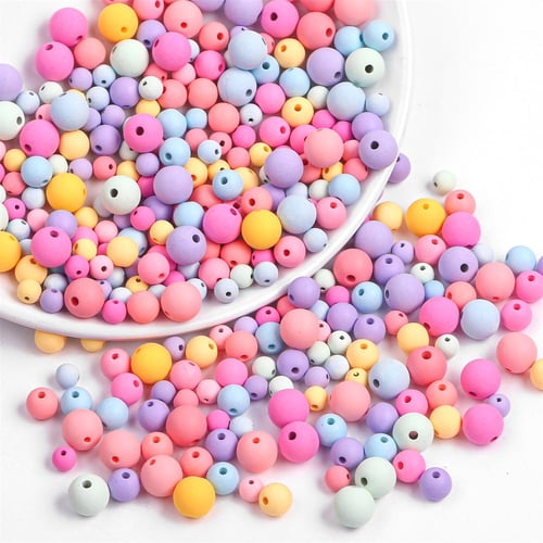 6/8/10mm Plastic Acrylic Macarons Candy Solid Color Loose Beads