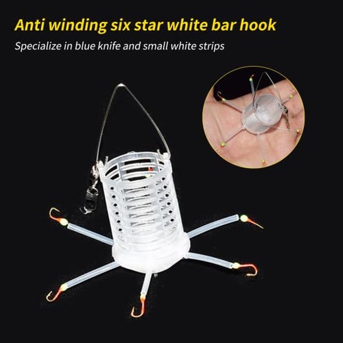 Plastic Fishing Trap Basket Anti Winding Hollow Fishing Bait Cage With Six  Hook - buy Plastic Fishing Trap Basket Anti Winding Hollow Fishing Bait  Cage With Six Hook: prices, reviews