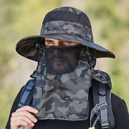 Outdoor Hiking Cap Wide Brim Fishing Hat For Men Face Covering Capes  Breathable Picking Camouflage Sun Protection Hats