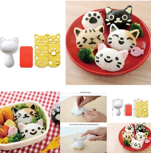 Cute Cartoon Shaped Rice Ball Mold Set For Kids, Sushi Maker Kit