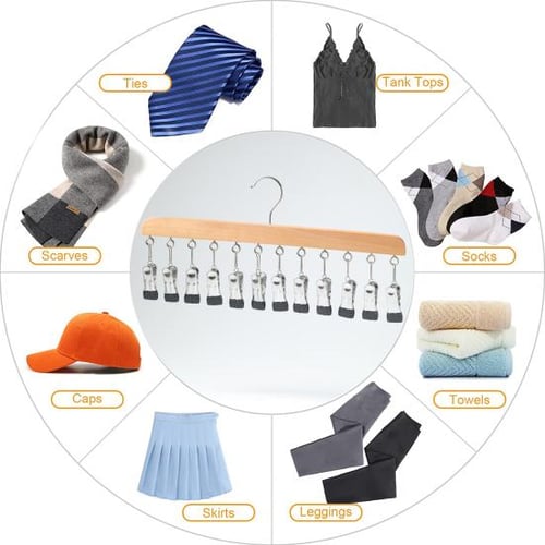 Clothing Drying Hanger with 12 Windproof Clips Scratch Free Rubber Sock  Underwear Hat Bra Brief Towel Solid Wood Hanging Rack Organizer - buy  Clothing Drying Hanger with 12 Windproof Clips Scratch Free