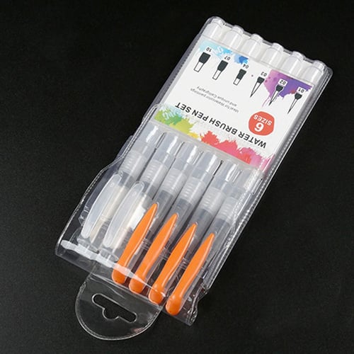 6pcs/set Refillable Paint Brush Water Brush Ink Pen Water Color