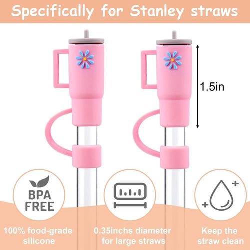 7PCS Cow Straw Cover Silicone Straw Covers Cap For Tumblers Cover