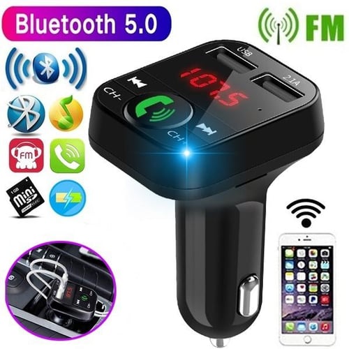 Car Hands-free Bluetooth 5.0 FM Transmitter Car Kit MP3 Modulator Player  Wireless Handsfree Audio Receiver Dual USB Fast Charger - AliExpress