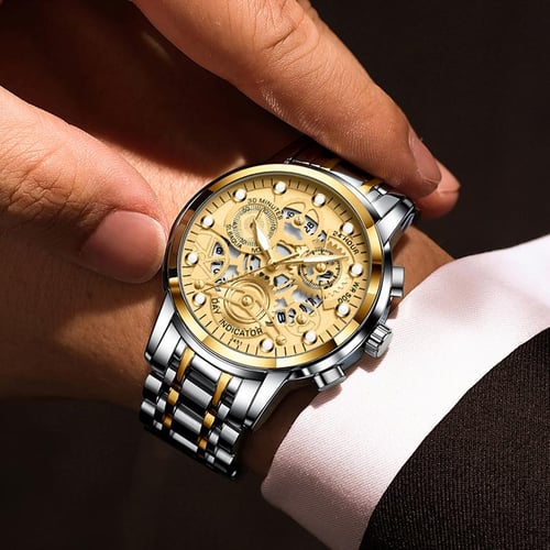 Cheap VA VA VOOM Original Luminous Quartz Watch for Men's Waterproof  Stainless Steel Quartz Fashion Business Wristwatches Top Brand Wristwatch
