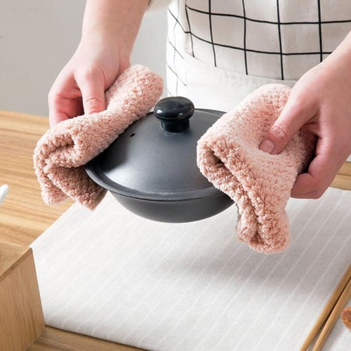 5-10Pcs Absorbent Kitchen Towels Soft Microfiber Cleaning Cloths Non-stick  Oil Dish Cloth Rags For Kitchen Household Dish Towel