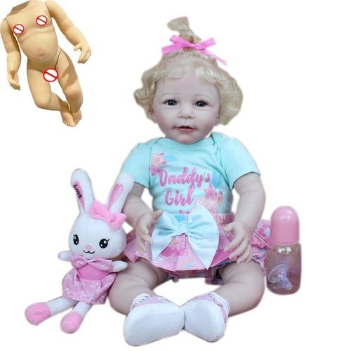22 inch Reborn baby doll pink girl newborn silicone doll bebe