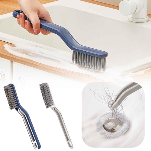 Stiff Bristle Crevice Cleaning Brush, Thin Cleaning Brushes for Small  Spaces, Multifunctional Scrub Brush with Non Slip Handles, 4-In-1 V-Shaped  Floor