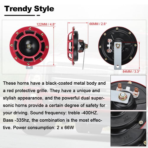 2pcs 12v 115DB Super Loud Compact Electric Blast Tone Air Horn Kit