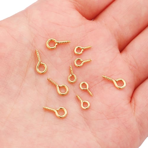 100pcs Small Tiny Mini Eye Pins Eyepins Hooks Eyelets Screw Threaded Pearl  cap nail Clasps Hook Jewelry Findings For Making DIY