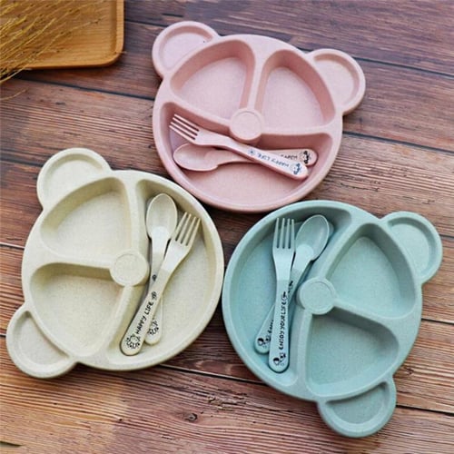 3Pcs/Set Baby Feeding Spoon Kawaii Cutlery Cartoon Fork Knife Spoon Set  Kids Stainless Steel Tableware Utensils