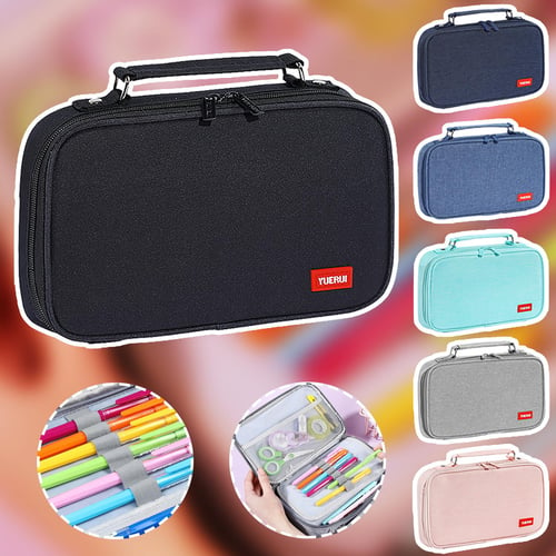 1pc Single-layer Large Capacity Pencil Case, Solid Color Square Pencil Bag  For Middle School Students