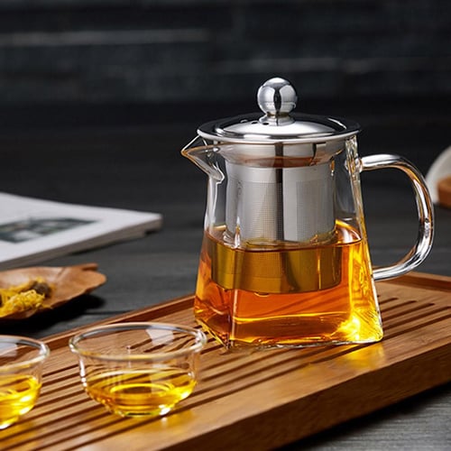 Glass Teapot With Tea Infuser, Heat Resistant Thicken Glass Tea Kettle With  Stainless Steel Tea Strainer, Blooming And Loose Leaf Tea Maker, Perfect  For Home Office Restaurant Family Day, Tea Accessories 