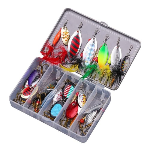 Cheap 20pcs Hard Metal Spinner Lures Baits for Bass Trout Salmon Fishing  with Tackle Box, Feather Rooster Tail Fishing Lures Kit