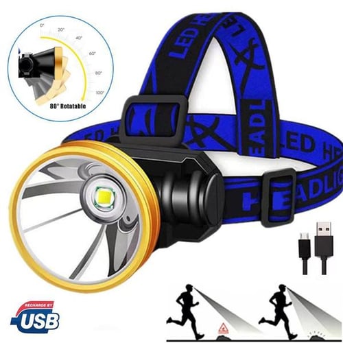 Outdoor Strong Light Head Torch Usb Rechargeable Camping Night Fishing  Waterproof Headlamp