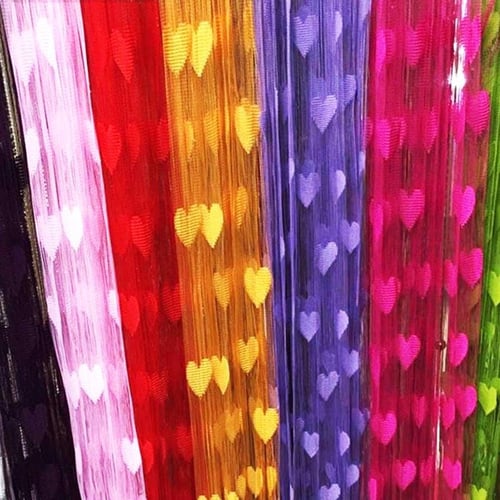 100*200cm Romantic Heart-Shaped String Sheer Curtains for Living