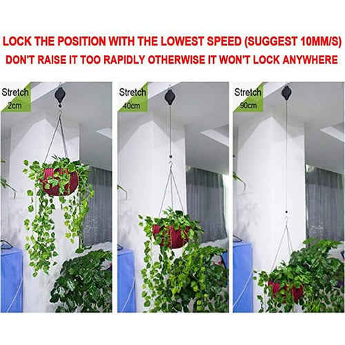 Retractable Plant Hanger, 2PCS Adjustable Plant Pulley Hanger Hanging  Planters F