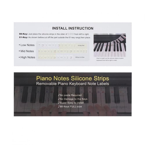 61/ 88 Keys Removable Piano Key Labels Keyboard Stickers Piano Rake Notes  Marker