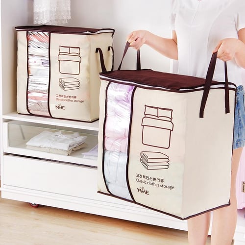 1pc Blanket Storage Bags With Zipper, Non Woven Foldable Comforter Storage  Bag, Large Organizers For Blankets, Pillow, Quilts, Linen, Storage  Containers With Clear Window
