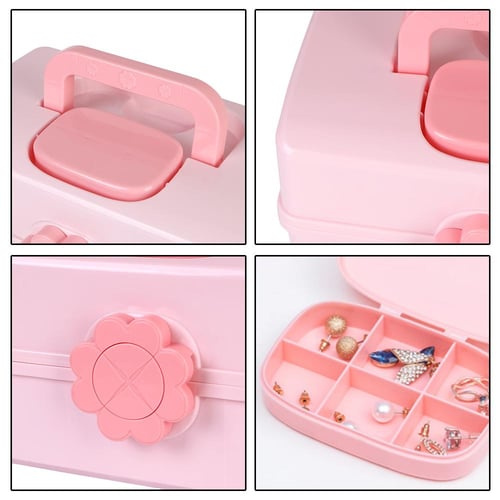 Children's Hair Accessories Storage Box Large Capacity Transparent Jewelry  Box with Mirror Hairpin Rubber Band Organizer Box