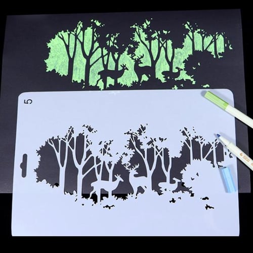 20pcs Kids Diy Drawing Stencils Hollow Board Set Kids Plastic Painting  Template