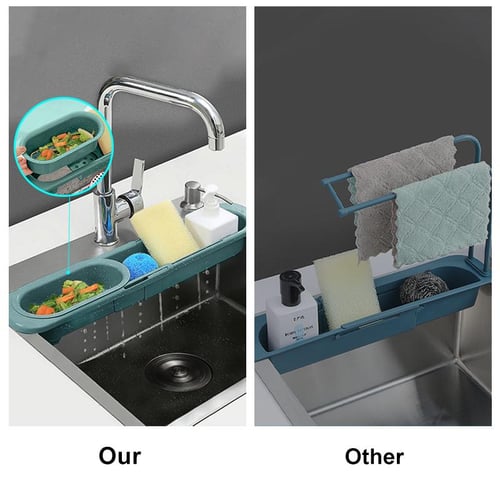 Telescopic Kitchen Sink Shelf Home Sinks Organizer Soap Sponge