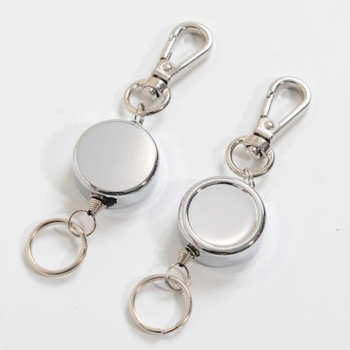 1Pc Anti-Theft Metal Easy-To-Pull Buckle Rope Elastic Keychain