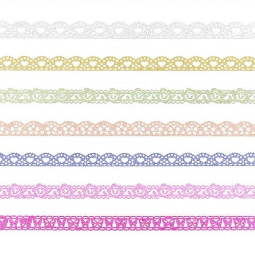 Lace Pattern Glitter Bling Self-adhesive Tape, Diamond Washi Tape