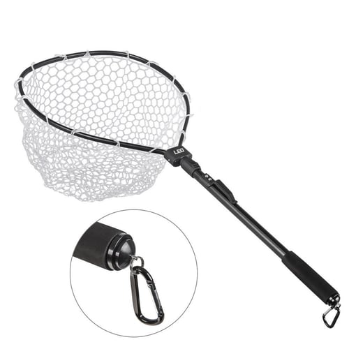Fly Fishing Net Fish Landing Net With Folding Aluminum Handle And