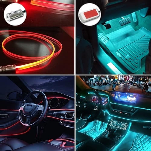 6m/8m Car Led Interior Atmosphere Lights Universal Rgb Ambient Light Optic  Fiber App Music Control Auto Decorative Neon Lamp