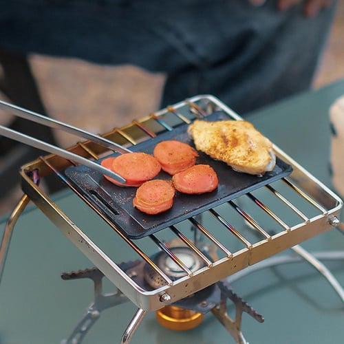 Mini BBQ Grill Pan Barbecue Griddle Frying Pan for Camping Outdoor Picnic  Teppanyaki Grill Plate Outdoor