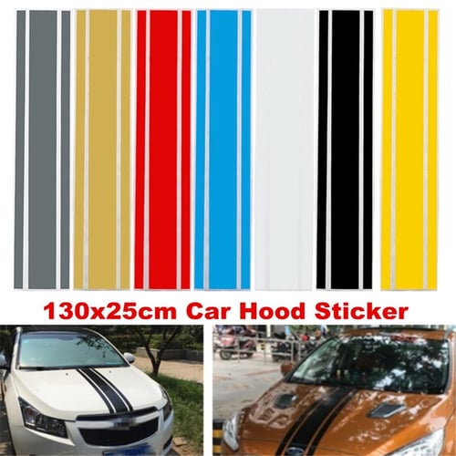 5pcs Universal Car Side Body Stripe Sticker DIY Decal Trim Hood Rear V