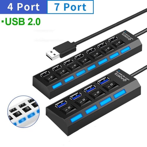 High Speed 4/7 Ports USB HUB 2.0 Adapter Expander Multi USB