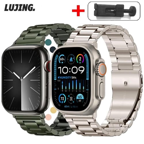 Link Bracelet Correa For Apple Watch Ultra 2 Band 49mm 9 8 7 6 5 4 Se 45mm  41mm 44mm 40mm Stainless Steel Strap for Iwatch 42mm