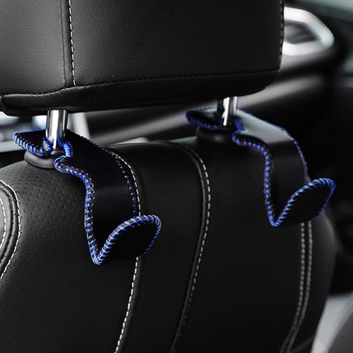 Blue Superior Leather Car Seat Back Headrest Hooks, Auto Seat Hook Hangers  Interior Accessories for Purse Coats Umbrellas Grocery Bags Handbag, 2-Pack  