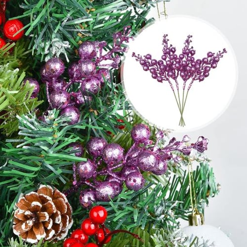 6pcs Artificial Glitter Holly Berry Stem Ornaments, Berry Picks Branches  Glittery Bead Sticks For Christmas Tree Decorations Wreath Vase And Home  Deco