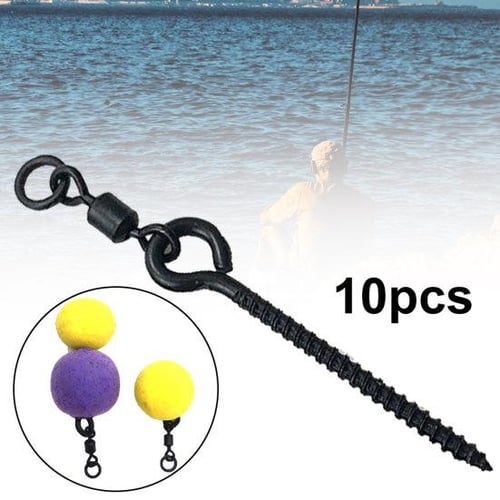10pcs Carp Fishing Accessories Fishing Bait Boilie Screws With Ring Swivels  For Fishing Hook Carp Rig
