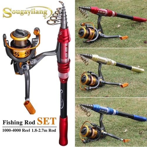 Fishing Rod and Reel Set Carbon Telescopic Fishing Rod Pole with 11BB Metal Spinning  Reel Sea Saltwater Freshwater Kits