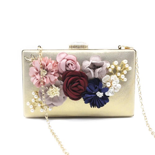 Women Female Bags Flower Shape Wedding Party Clutch Purse Ladies Gold Day  Clutches