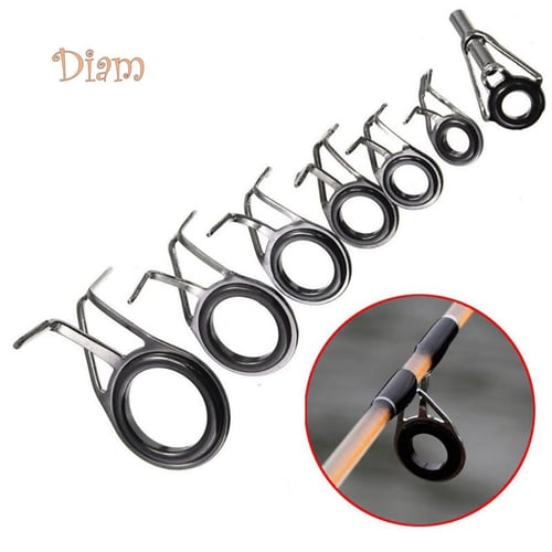 DAG 7Pcs Mixed Size Fishing Rod Guides Tip Top Eye Line Rings