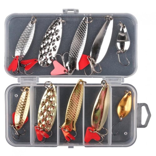 10pcs/lot Gold and Silver Spoons Bait Metal Fishing Sequin Lures for Trout  / Panfish / Bass with Box - buy 10pcs/lot Gold and Silver Spoons Bait Metal  Fishing Sequin Lures for Trout /