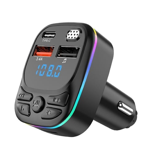C10 Transmisor FM para coche Bluetooth 5,0 Cargador USB Dual Reproductor de  música MP3 PD 20W Cargador rápido tipo C con luz ambiental colorida – Los  mejores productos en la tienda online