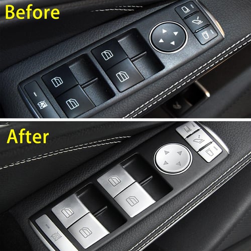 Car Interior Button Stickers Kit Steering Wheel | Door Lock | Window Switch  Button Repair Decals Fit for 2008-2014 Mercedes Benz W204 C250 C350