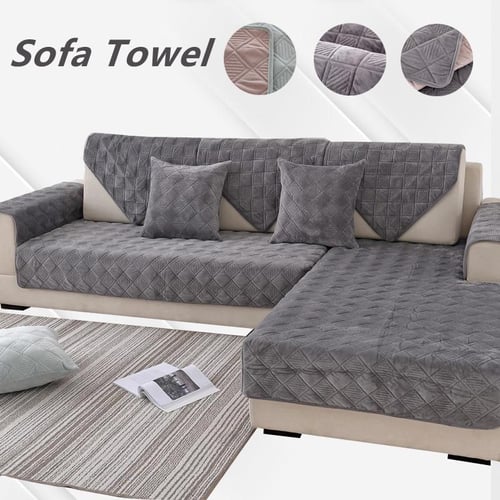 Solid Color Non-slip Sofa Cover Thicken Plush Couch Cushion Combination Sofa  Towel for Living Room Furniture Modern Home Decor