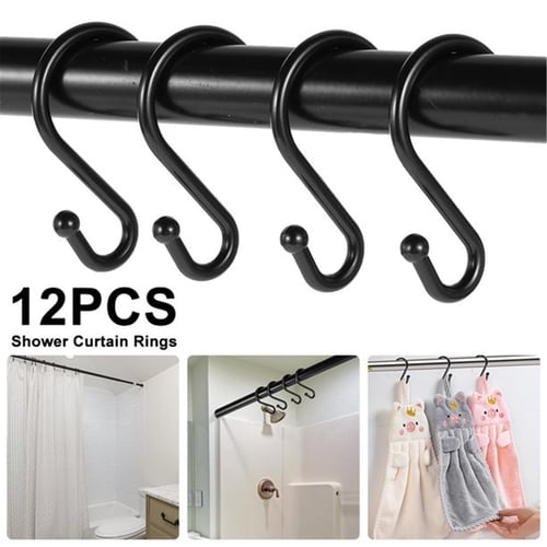 12 Pack Bathroom Shower Curtain Hooks, Metal Shower Curtain Rings Set,  Rust-Resistant S Shaped Decorative Shower Hooks - buy 12 Pack Bathroom  Shower Curtain Hooks, Metal Shower Curtain Rings Set, Rust-Resistant S