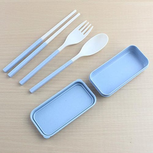 5pcs/set Multi-grid PP Lunch Box With Spoon & Fork & Chopsticks